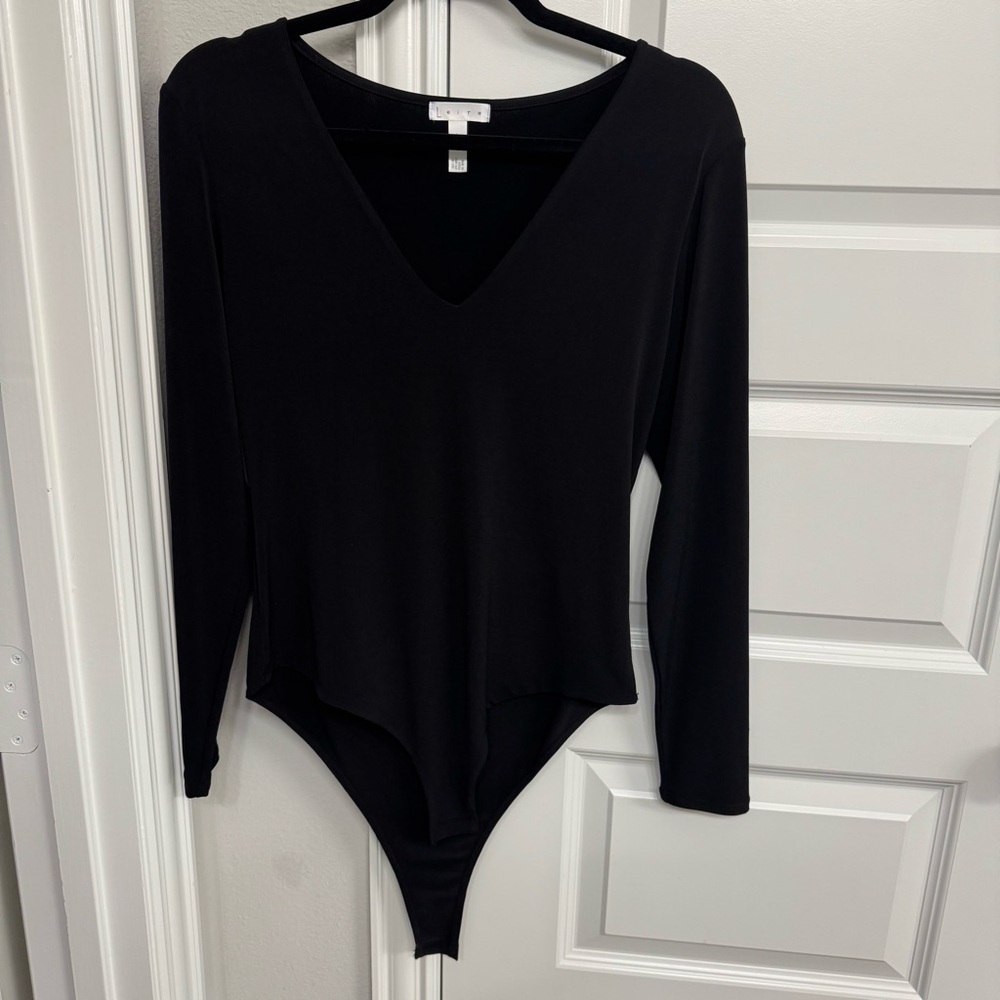 Leith Black Thong Bodysuit, New